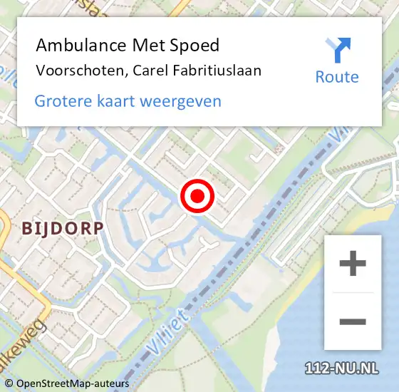 Locatie op kaart van de 112 melding: Ambulance Met Spoed Naar Voorschoten, Carel Fabritiuslaan op 27 mei 2017 00:06