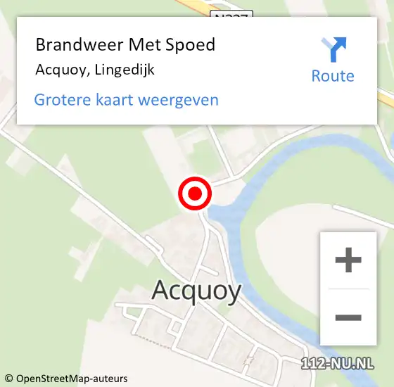 Locatie op kaart van de 112 melding: Brandweer Met Spoed Naar Acquoy, Lingedijk op 27 mei 2017 00:09