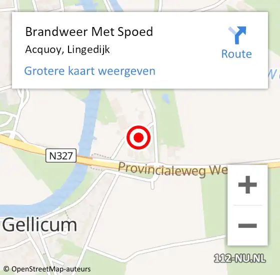 Locatie op kaart van de 112 melding: Brandweer Met Spoed Naar Acquoy, Lingedijk op 27 mei 2017 00:19