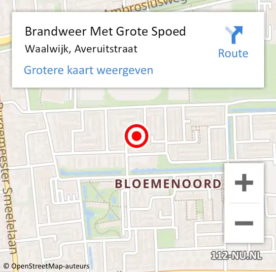 Locatie op kaart van de 112 melding: Brandweer Met Grote Spoed Naar Waalwijk, Averuitstraat op 27 mei 2017 01:02