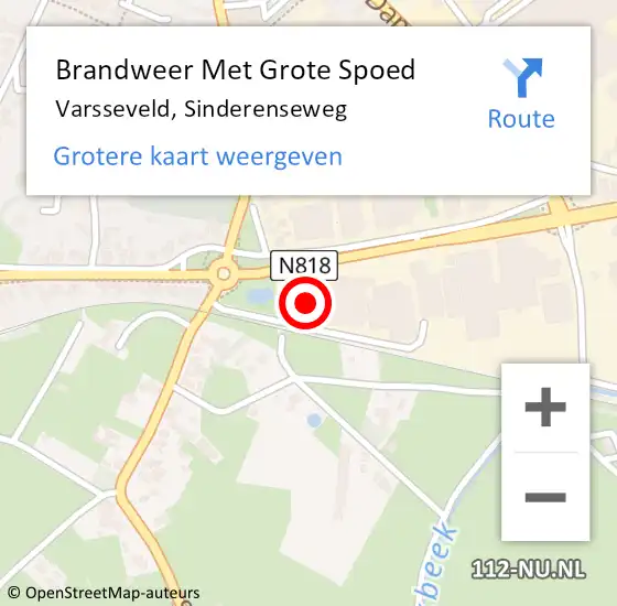 Locatie op kaart van de 112 melding: Brandweer Met Grote Spoed Naar Varsseveld, Sinderenseweg op 27 mei 2017 01:39