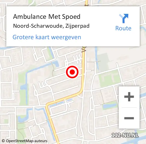 Locatie op kaart van de 112 melding: Ambulance Met Spoed Naar Noord-Scharwoude, Zijperpad op 27 mei 2017 02:07