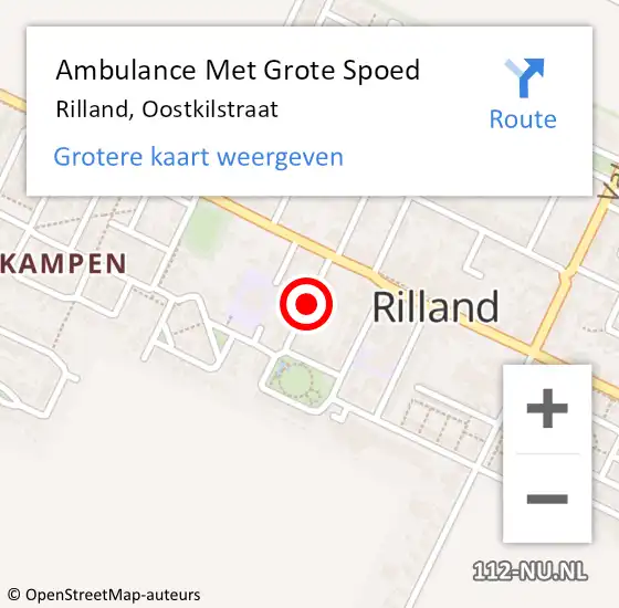 Locatie op kaart van de 112 melding: Ambulance Met Grote Spoed Naar Rilland, Oostkilstraat op 27 mei 2017 02:13