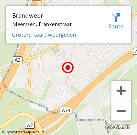 Locatie op kaart van de 112 melding: Brandweer Meerssen, Frankenstraat op 21 januari 2014 19:20