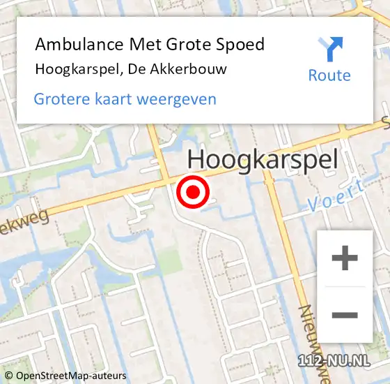 Locatie op kaart van de 112 melding: Ambulance Met Grote Spoed Naar Hoogkarspel, De Akkerbouw op 27 mei 2017 03:06