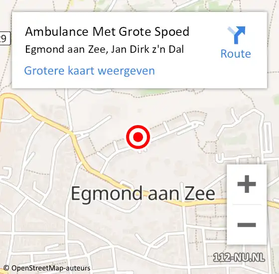 Locatie op kaart van de 112 melding: Ambulance Met Grote Spoed Naar Egmond aan Zee, Jan Dirk z'n Dal op 27 mei 2017 05:00