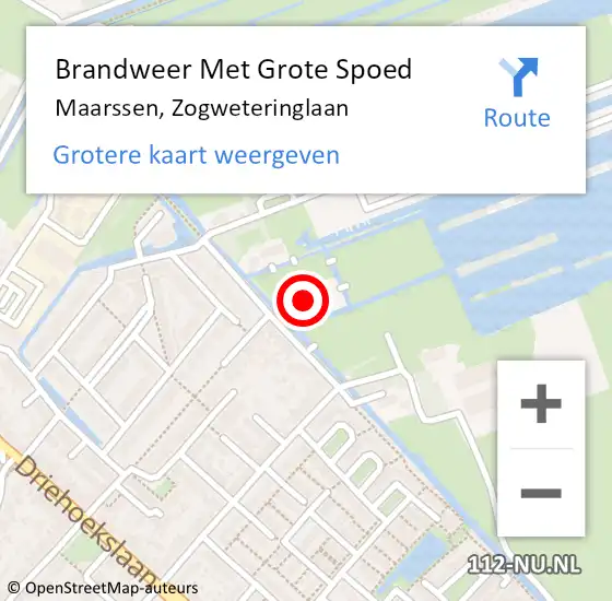 Locatie op kaart van de 112 melding: Brandweer Met Grote Spoed Naar Maarssen, Zogweteringlaan op 27 mei 2017 05:06