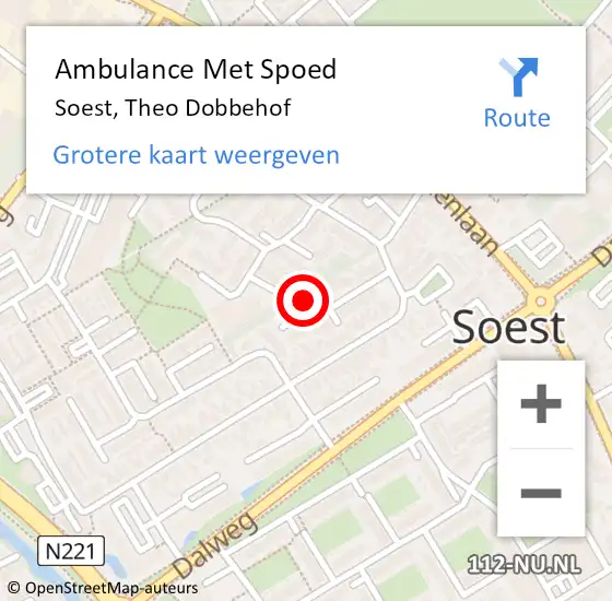 Locatie op kaart van de 112 melding: Ambulance Met Spoed Naar Soest, Theo Dobbehof op 27 mei 2017 07:32