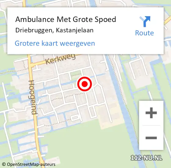 Locatie op kaart van de 112 melding: Ambulance Met Grote Spoed Naar Driebruggen, Kastanjelaan op 27 mei 2017 07:35