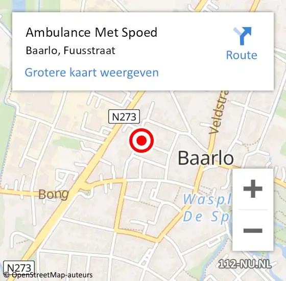 Locatie op kaart van de 112 melding: Ambulance Met Spoed Naar Baarlo, Fuusstraat op 21 januari 2014 19:29