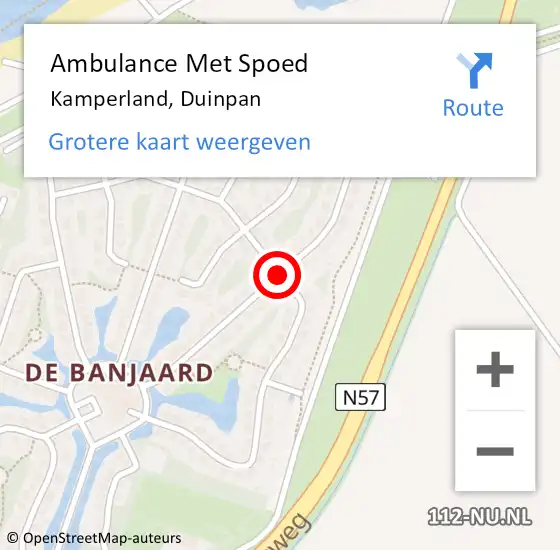 Locatie op kaart van de 112 melding: Ambulance Met Spoed Naar Kamperland, Duinpan op 27 mei 2017 07:52