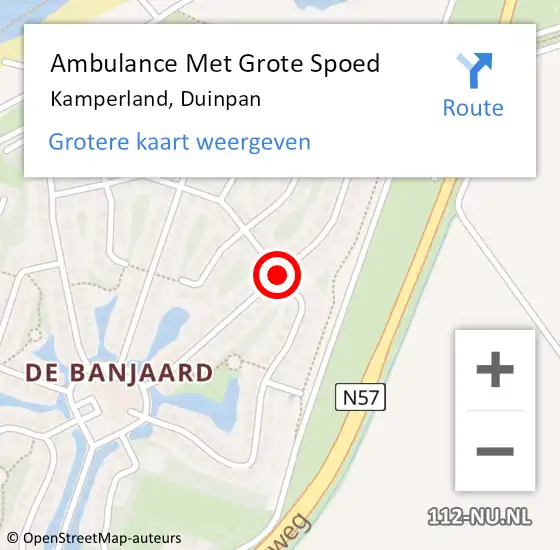 Locatie op kaart van de 112 melding: Ambulance Met Grote Spoed Naar Kamperland, Duinpan op 27 mei 2017 08:12