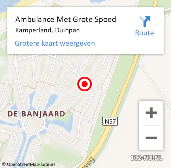 Locatie op kaart van de 112 melding: Ambulance Met Grote Spoed Naar Kamperland, Duinpan op 27 mei 2017 08:18