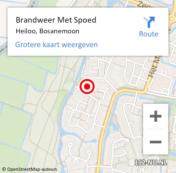 Locatie op kaart van de 112 melding: Brandweer Met Spoed Naar Heiloo, Bosanemoon op 27 mei 2017 08:47