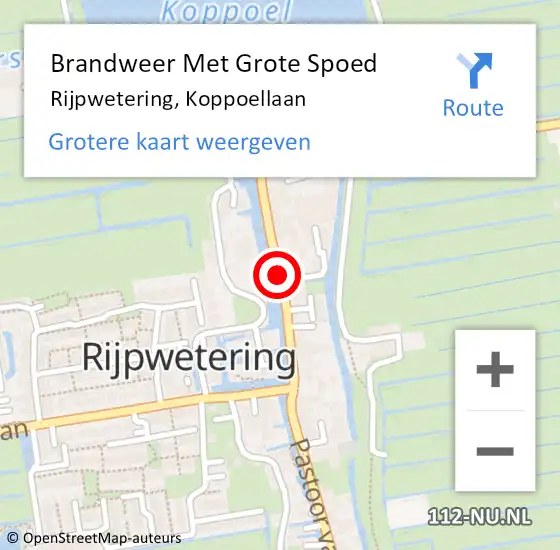 Locatie op kaart van de 112 melding: Brandweer Met Grote Spoed Naar Rijpwetering, Koppoellaan op 27 mei 2017 09:10