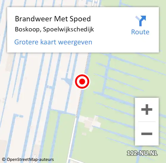 Locatie op kaart van de 112 melding: Brandweer Met Spoed Naar Boskoop, Spoelwijkschedijk op 27 mei 2017 09:27