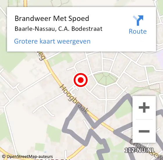 Locatie op kaart van de 112 melding: Brandweer Met Spoed Naar Baarle-Nassau, C.A. Bodestraat op 27 mei 2017 09:57