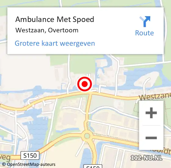 Locatie op kaart van de 112 melding: Ambulance Met Spoed Naar Westzaan, Overtoom op 27 mei 2017 10:38