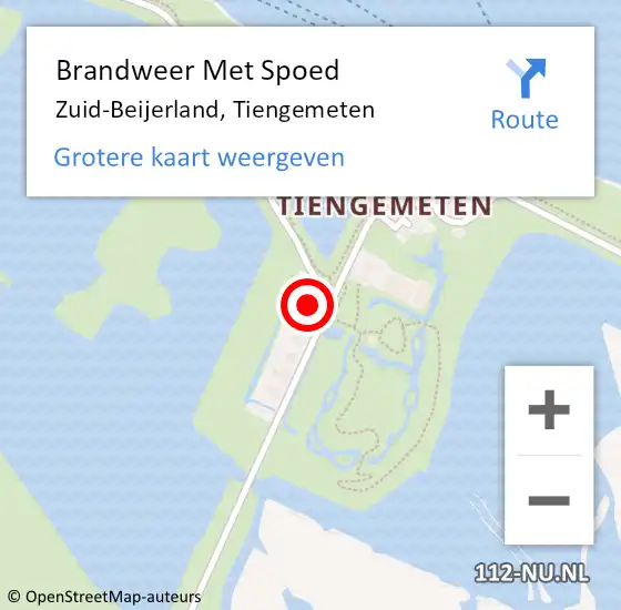 Locatie op kaart van de 112 melding: Brandweer Met Spoed Naar Zuid-Beijerland, Tiengemeten op 27 mei 2017 10:49