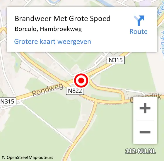 Locatie op kaart van de 112 melding: Brandweer Met Grote Spoed Naar Borculo, Hambroekweg op 27 mei 2017 11:01