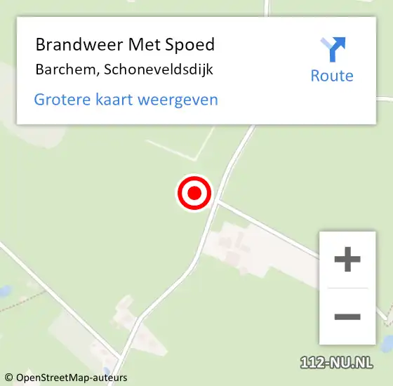 Locatie op kaart van de 112 melding: Brandweer Met Spoed Naar Barchem, Schoneveldsdijk op 27 mei 2017 11:10