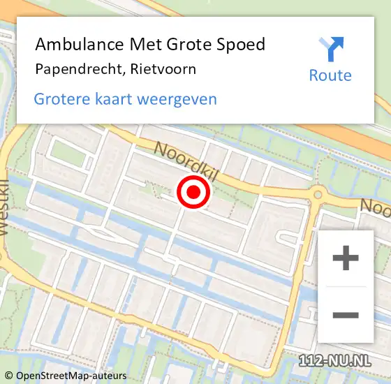 Locatie op kaart van de 112 melding: Ambulance Met Grote Spoed Naar Papendrecht, Rietvoorn op 27 mei 2017 11:20