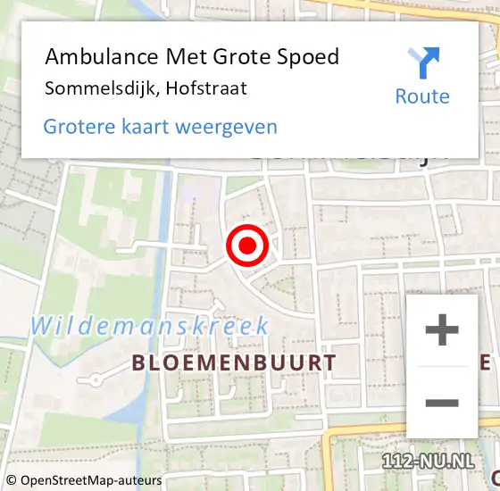 Locatie op kaart van de 112 melding: Ambulance Met Grote Spoed Naar Sommelsdijk, Hofstraat op 27 mei 2017 11:29