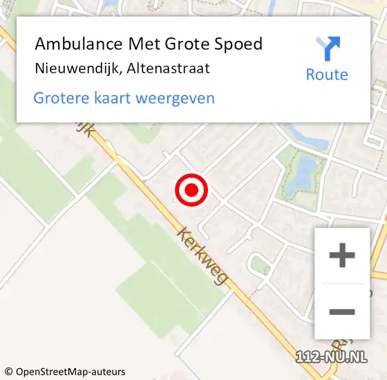 Locatie op kaart van de 112 melding: Ambulance Met Grote Spoed Naar Nieuwendijk, Altenastraat op 27 mei 2017 11:41