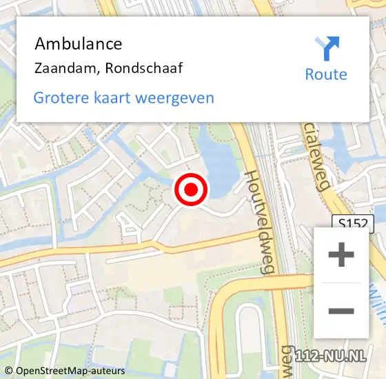 Locatie op kaart van de 112 melding: Ambulance Zaandam, Rondschaaf op 27 mei 2017 11:57