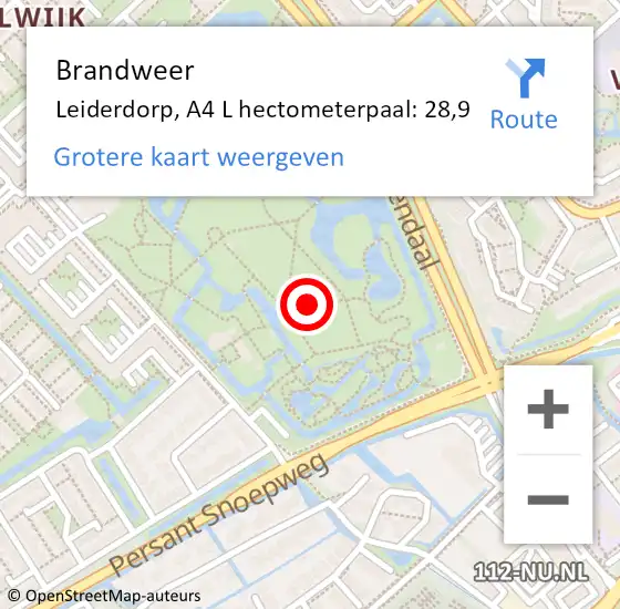 Locatie op kaart van de 112 melding: Brandweer Leiderdorp, A4 L hectometerpaal: 31,2 op 27 mei 2017 11:59