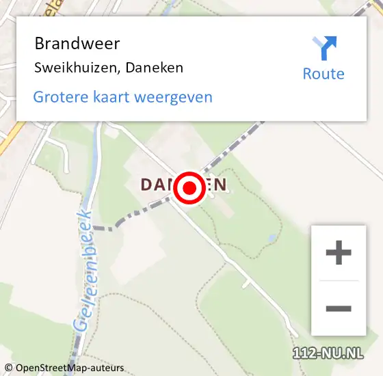 Locatie op kaart van de 112 melding: Brandweer Sweikhuizen, Daneken op 21 januari 2014 19:59