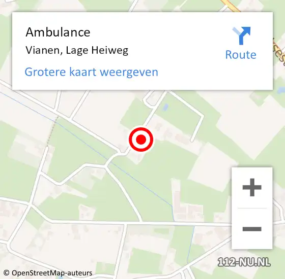 Locatie op kaart van de 112 melding: Ambulance Vianen, Lage Heiweg op 27 mei 2017 12:19