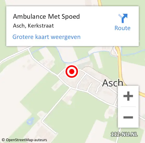 Locatie op kaart van de 112 melding: Ambulance Met Spoed Naar Asch, Kerkstraat op 27 mei 2017 12:37