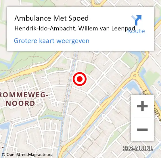 Locatie op kaart van de 112 melding: Ambulance Met Spoed Naar Hendrik-Ido-Ambacht, Willem van Leenpad op 27 mei 2017 12:53