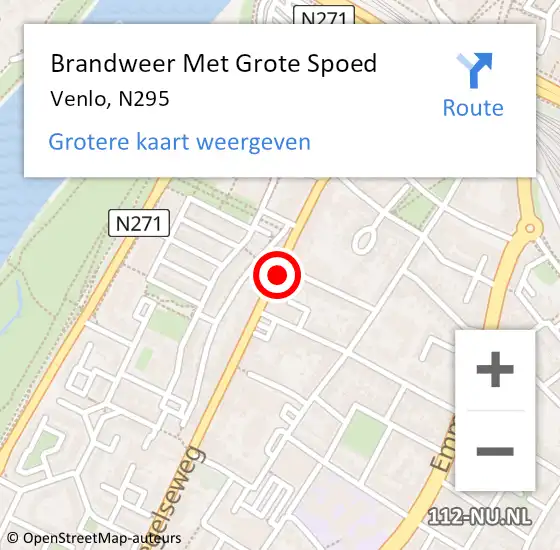 Locatie op kaart van de 112 melding: Brandweer Met Grote Spoed Naar Venlo, N295 op 27 mei 2017 12:55