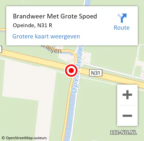 Locatie op kaart van de 112 melding: Brandweer Met Grote Spoed Naar Opeinde, N31 R op 27 mei 2017 13:03