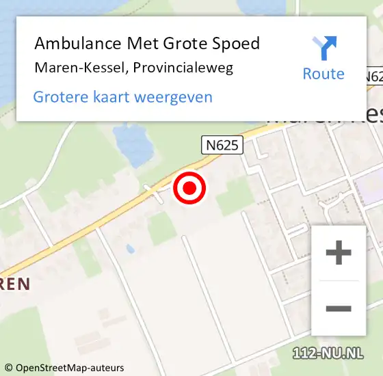 Locatie op kaart van de 112 melding: Ambulance Met Grote Spoed Naar Maren-Kessel, Provincialeweg op 27 mei 2017 13:10