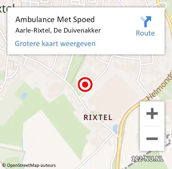 Locatie op kaart van de 112 melding: Ambulance Met Spoed Naar Aarle-Rixtel, De Duivenakker op 27 mei 2017 13:14