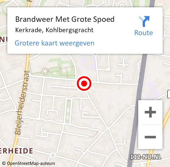 Locatie op kaart van de 112 melding: Brandweer Met Grote Spoed Naar Kerkrade, Kohlbergsgracht op 27 mei 2017 13:24