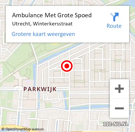 Locatie op kaart van de 112 melding: Ambulance Met Grote Spoed Naar Utrecht, Winterkersstraat op 27 mei 2017 14:26