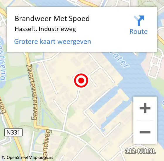 Locatie op kaart van de 112 melding: Brandweer Met Spoed Naar Hasselt, Industrieweg op 27 mei 2017 14:30