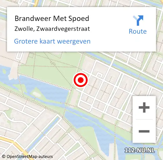 Locatie op kaart van de 112 melding: Brandweer Met Spoed Naar Zwolle, Zwaardvegerstraat op 27 mei 2017 14:32