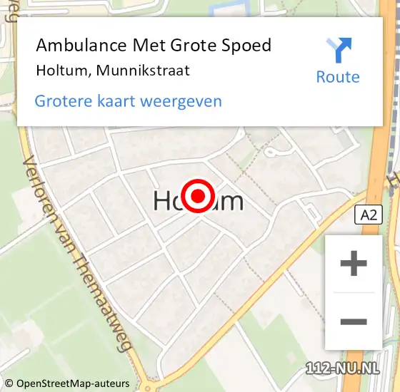 Locatie op kaart van de 112 melding: Ambulance Met Grote Spoed Naar Holtum, Munnikstraat op 21 januari 2014 20:38