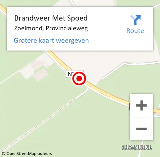 Locatie op kaart van de 112 melding: Brandweer Met Spoed Naar Zoelmond, Provincialeweg op 27 mei 2017 16:02