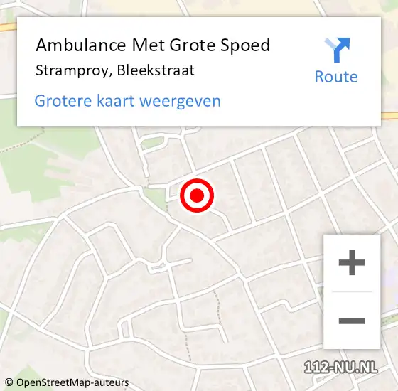 Locatie op kaart van de 112 melding: Ambulance Met Grote Spoed Naar Stramproy, Bleekstraat op 27 mei 2017 16:06