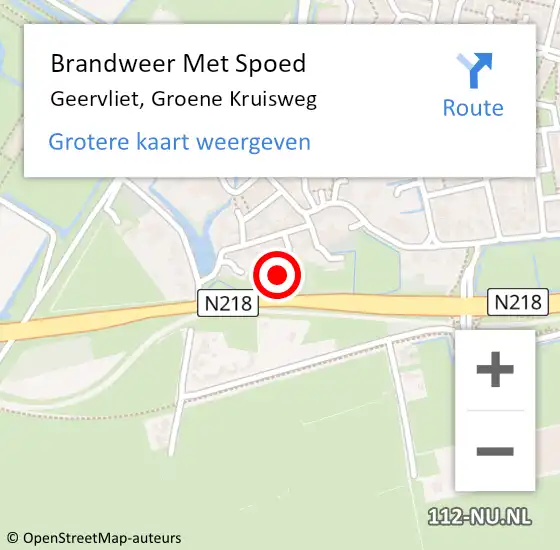 Locatie op kaart van de 112 melding: Brandweer Met Spoed Naar Geervliet, Groene Kruisweg op 27 mei 2017 16:10