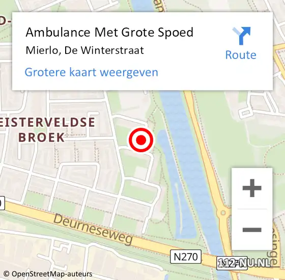 Locatie op kaart van de 112 melding: Ambulance Met Grote Spoed Naar Mierlo, De Winterstraat op 27 mei 2017 16:29