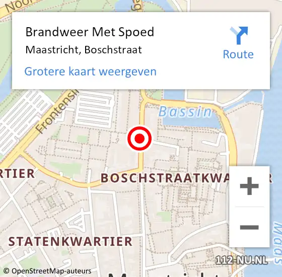 Locatie op kaart van de 112 melding: Brandweer Met Spoed Naar Maastricht, Boschstraat op 27 mei 2017 16:53