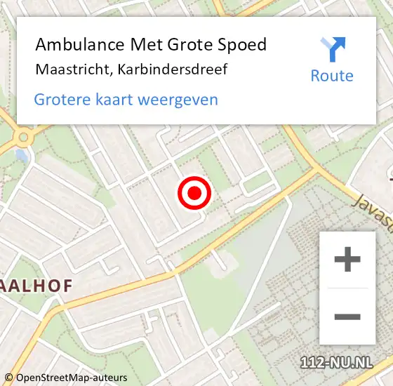 Locatie op kaart van de 112 melding: Ambulance Met Grote Spoed Naar Maastricht, Karbindersdreef op 20 september 2013 02:14