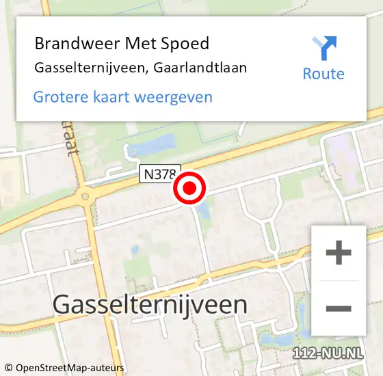 Locatie op kaart van de 112 melding: Brandweer Met Spoed Naar Gasselternijveen, Gaarlandtlaan op 27 mei 2017 17:08